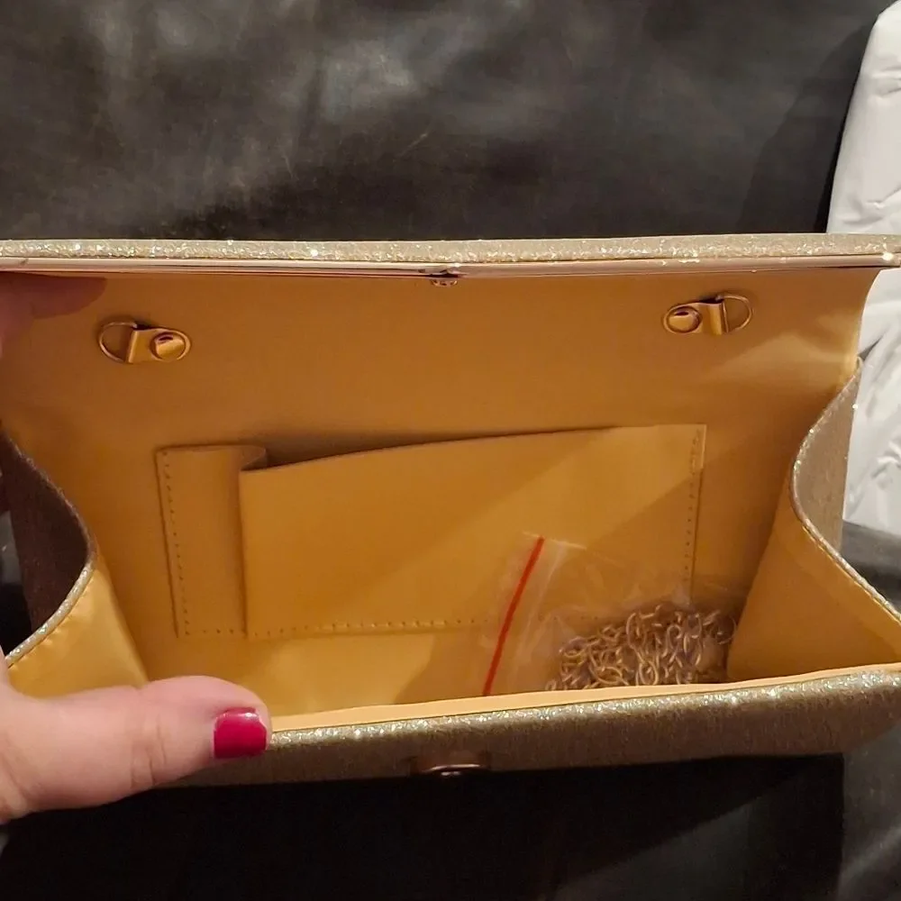 Gold Glitter Sparkling Evening Clutch Bag